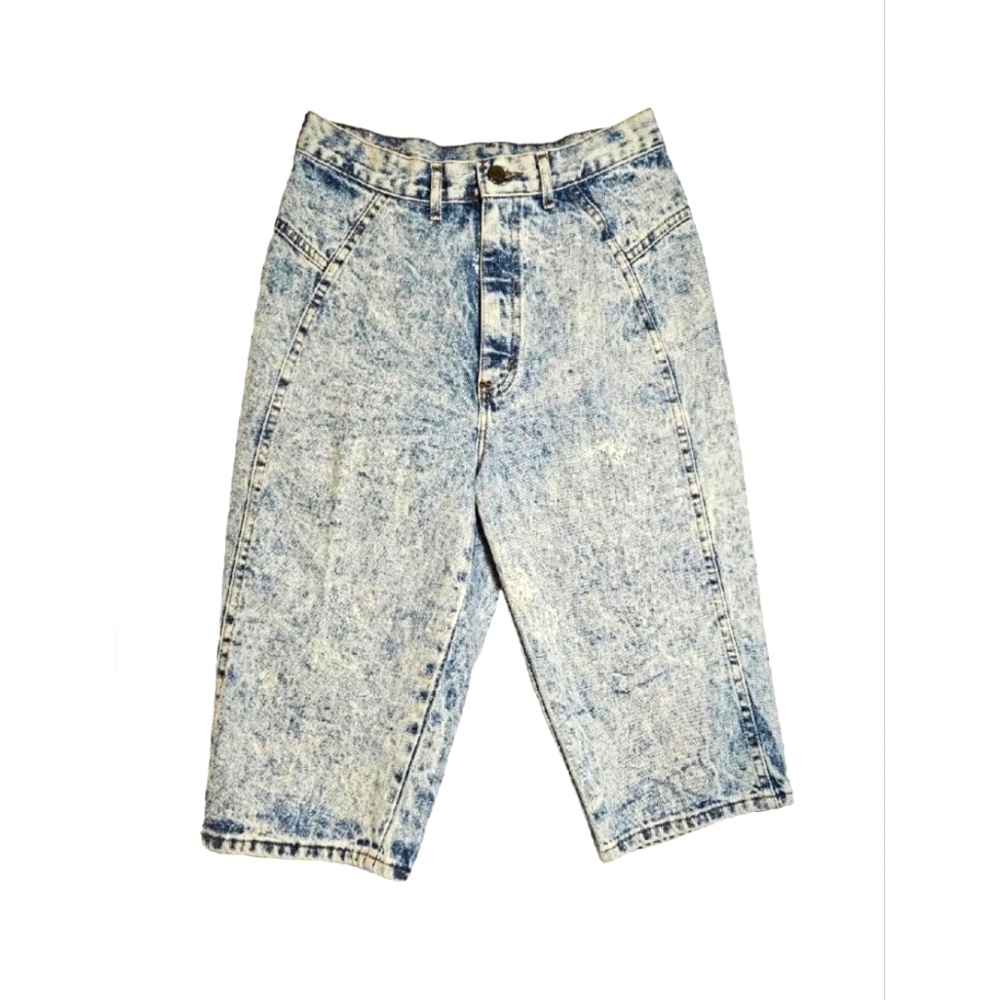 Vintage 80s Chic Acid Stone Wash, High Waisted Mom Crop Capri Jeans 11 27"